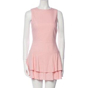 Alice + Olivia Palmira Tiered Ruffle Linen Blend Sleeveless Mini Dress